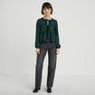 Blouse nou&eacute;e strass vert fonc&eacute; femme