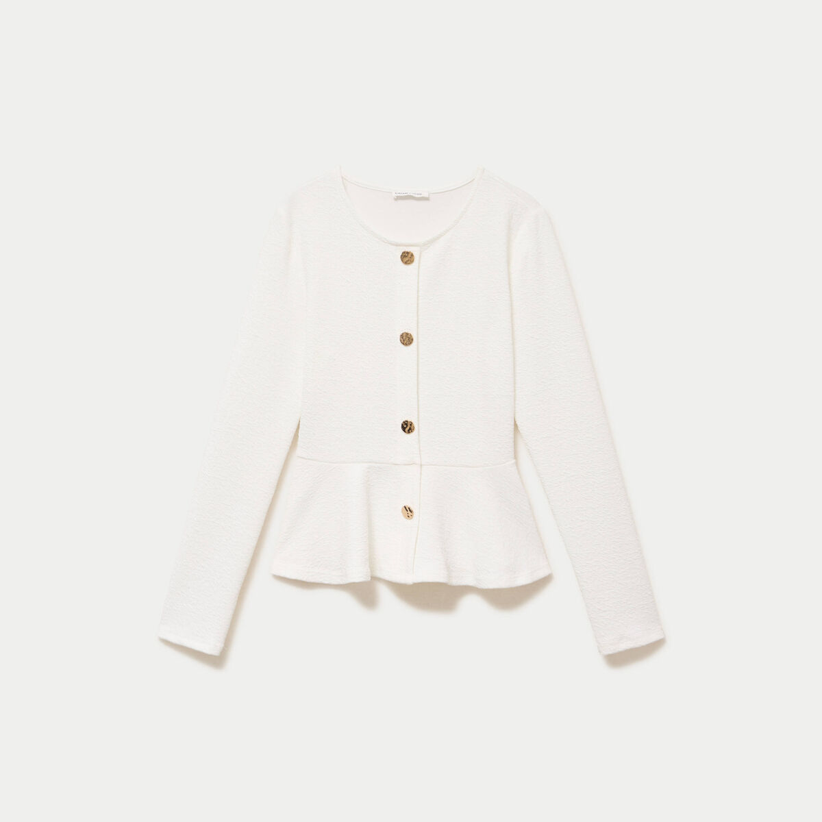 Top p&eacute;plum ajust&eacute; manches longues ecru femme
