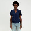 T-shirt manches courtes bleu fonc&eacute; femme
