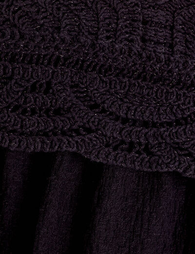 D&eacute;bardeur col aspect crochet noir femme