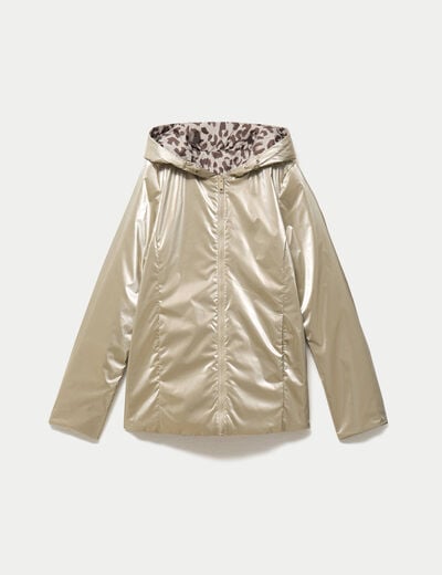 Parka r&eacute;versible &agrave; capuche couleur or femme