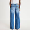 Jean wide leg taille basse broderie denim stone femme