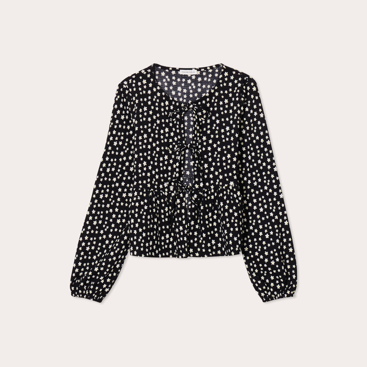 Blouse avec noeuds noir femme