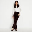 Pantalon bootcut taille haute velours marron fonc&eacute; femme