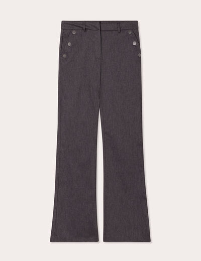 Pantalon flare pont gris fonc&eacute; femme