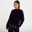 Pull col montant manches longues bleu marine femme