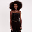 Bustier cropped fleurs en relief noir femme