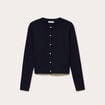 Gilet ajust&eacute; cropped col rond bleu marine femme