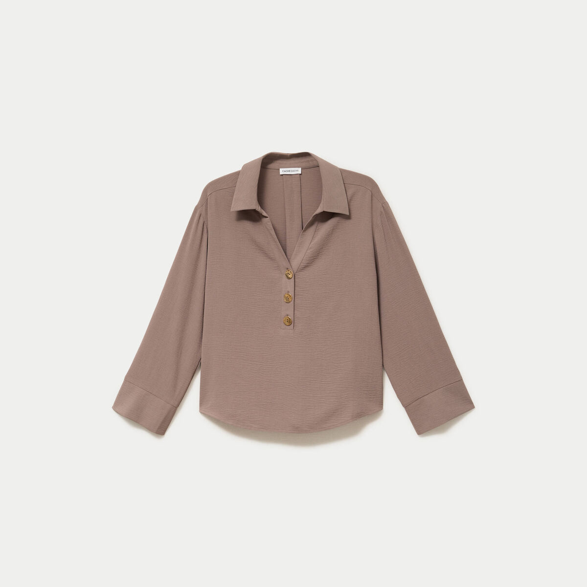 Blouse manches longues marron clair femme