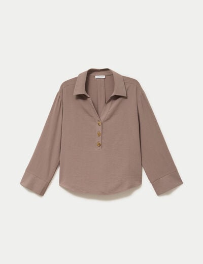 Blouse manches longues marron clair femme