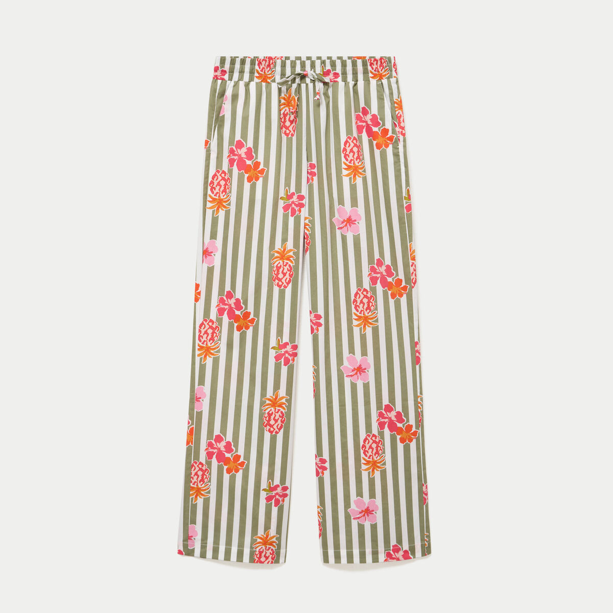 Pantalon large taille standard blanc femme