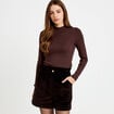 Short large en velours marron fonc&eacute; femme