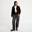 Veste droite courte col classique noir femme