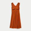Robe midi &eacute;vas&eacute;e d&eacute;collet&eacute; sans manches orange fonc&eacute; femme