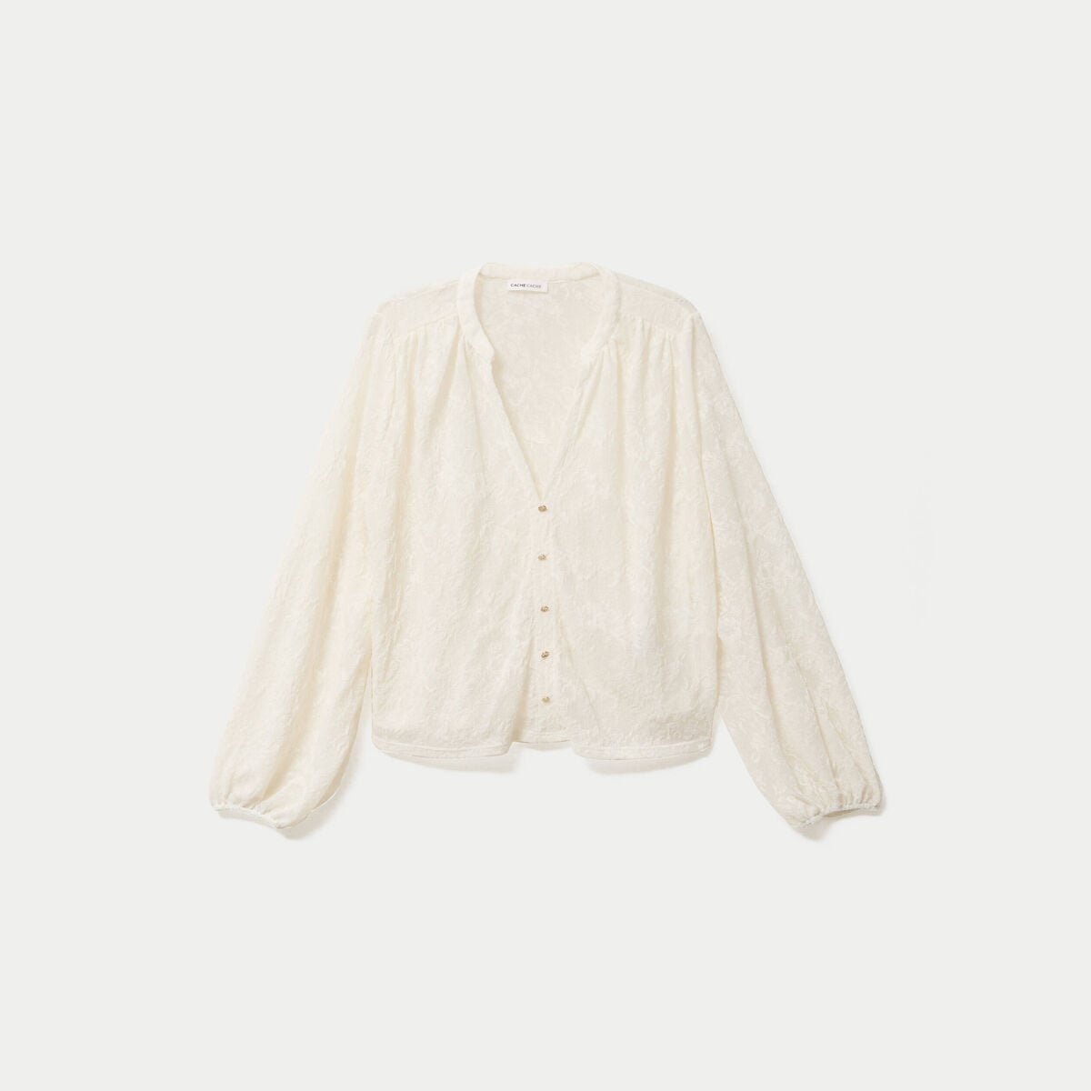 Blouse maille fantaisie ecru femme