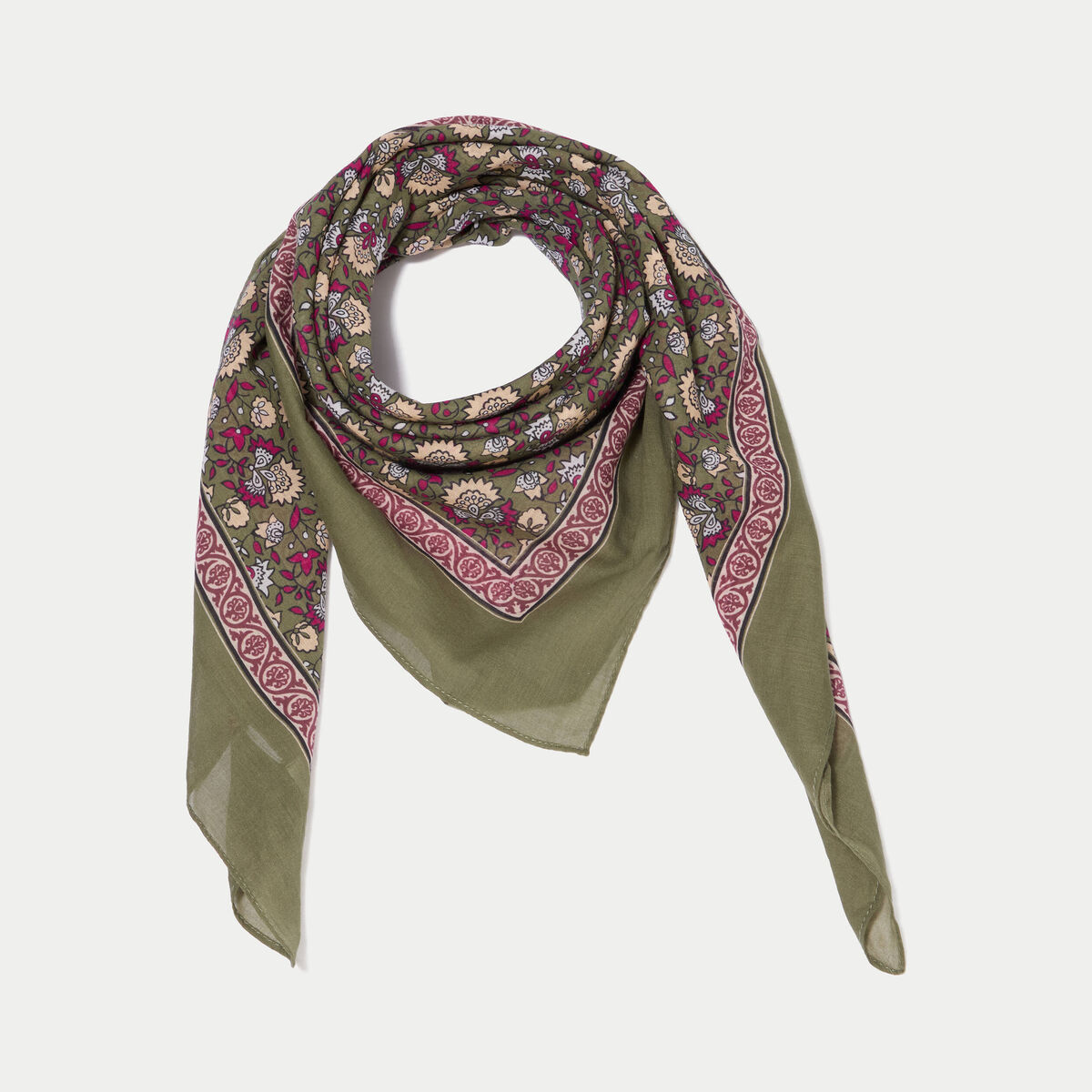 Foulard vert kaki femme