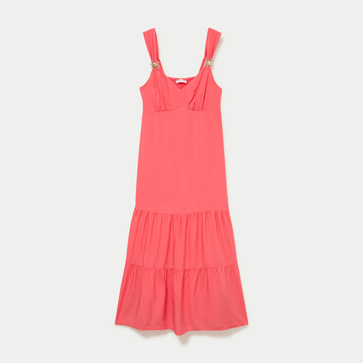 Robe &eacute;vas&eacute;e 3/4 col coeur bretelles rose femme