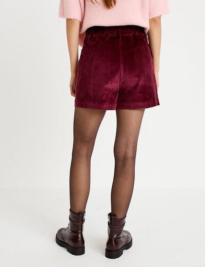 Short large en velours bordeaux femme