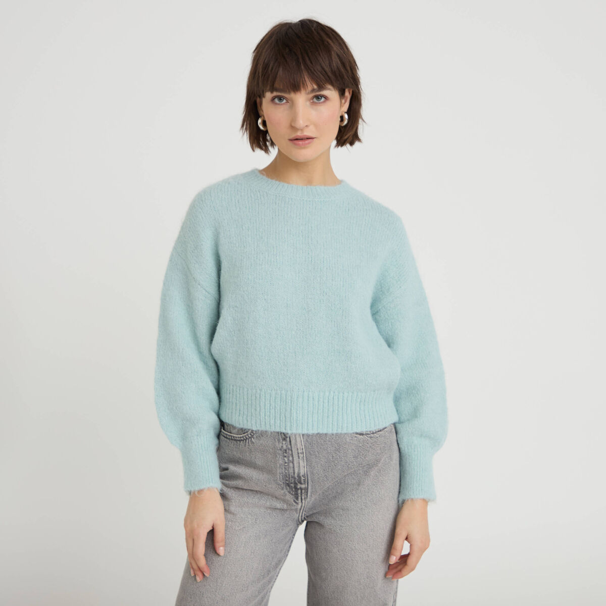 Pull manches longues vert clair femme
