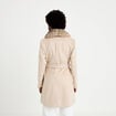 Manteau cintr&eacute; col ch&acirc;le manches longues beige femme