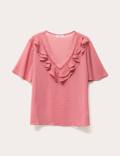 Blouse manches courtes vieux rose femme