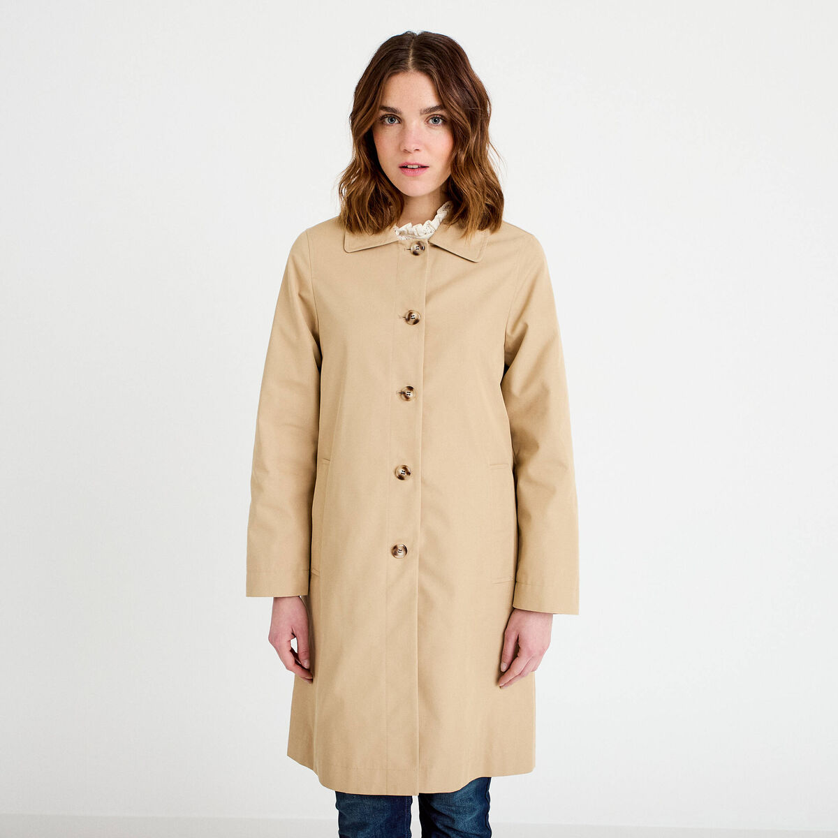Trench col chemise sable femme