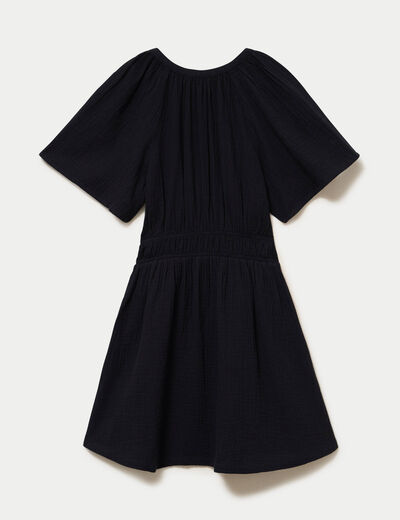 Robe courte &eacute;vas&eacute;e manches courtes noir femme