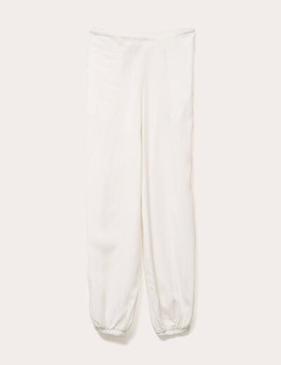 Pantalon bouffant taille standard ecru femme
