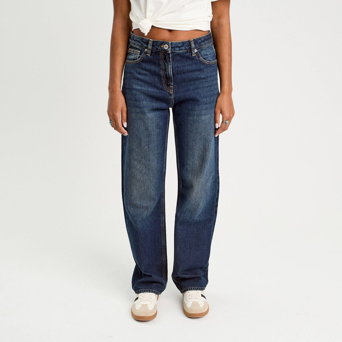 Jeans droit 5 poches denim stone femme