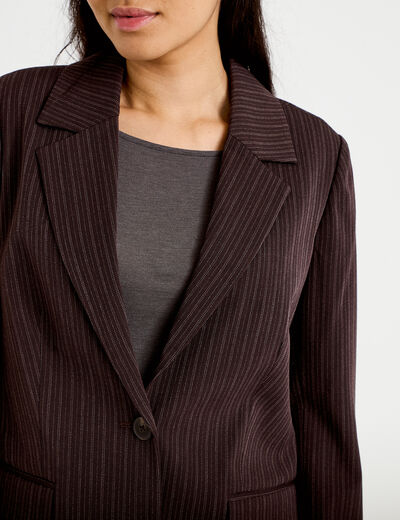 Blazer col classique manches longues marron femme