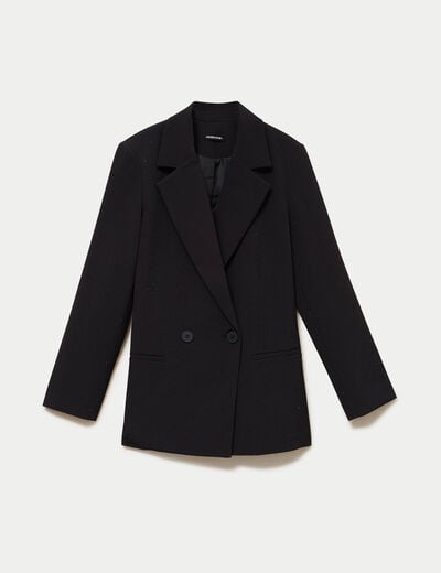 Blazer oversize brillant manches longues noir femme