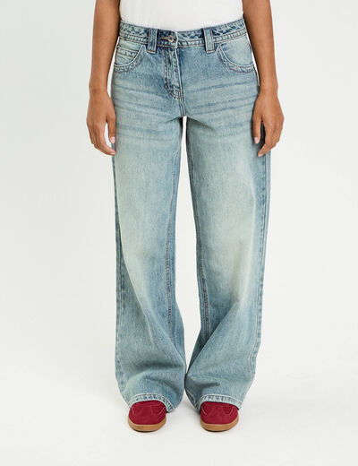Jeans droit taille basse denim double stone femme
