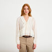 Blouse col v manches longues ecru femme