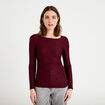 T-shirt motif en relief violet fonc&eacute; femme