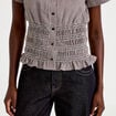 Chemise cintr&eacute;e manches courtes marron femme