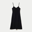 Robe longue droite col v bretelles fines noir femme