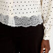 Chemise droite en dentelle col classique noir femme