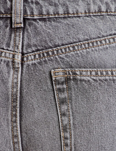 Jean wide leg taille basse denim gris femme
