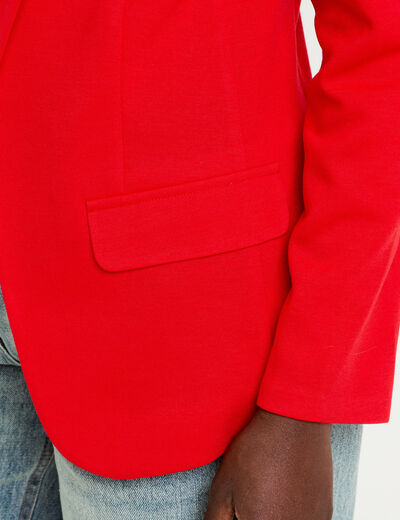 Veste blazer cintr&eacute;e rouge femme