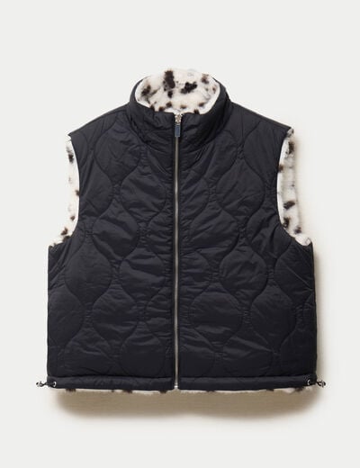 Veste sans manches col montant noir femme