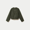 Veste cropped bas resserr&eacute; vert kaki femme