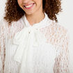 Blouse droite col montant dentelle ecru femme