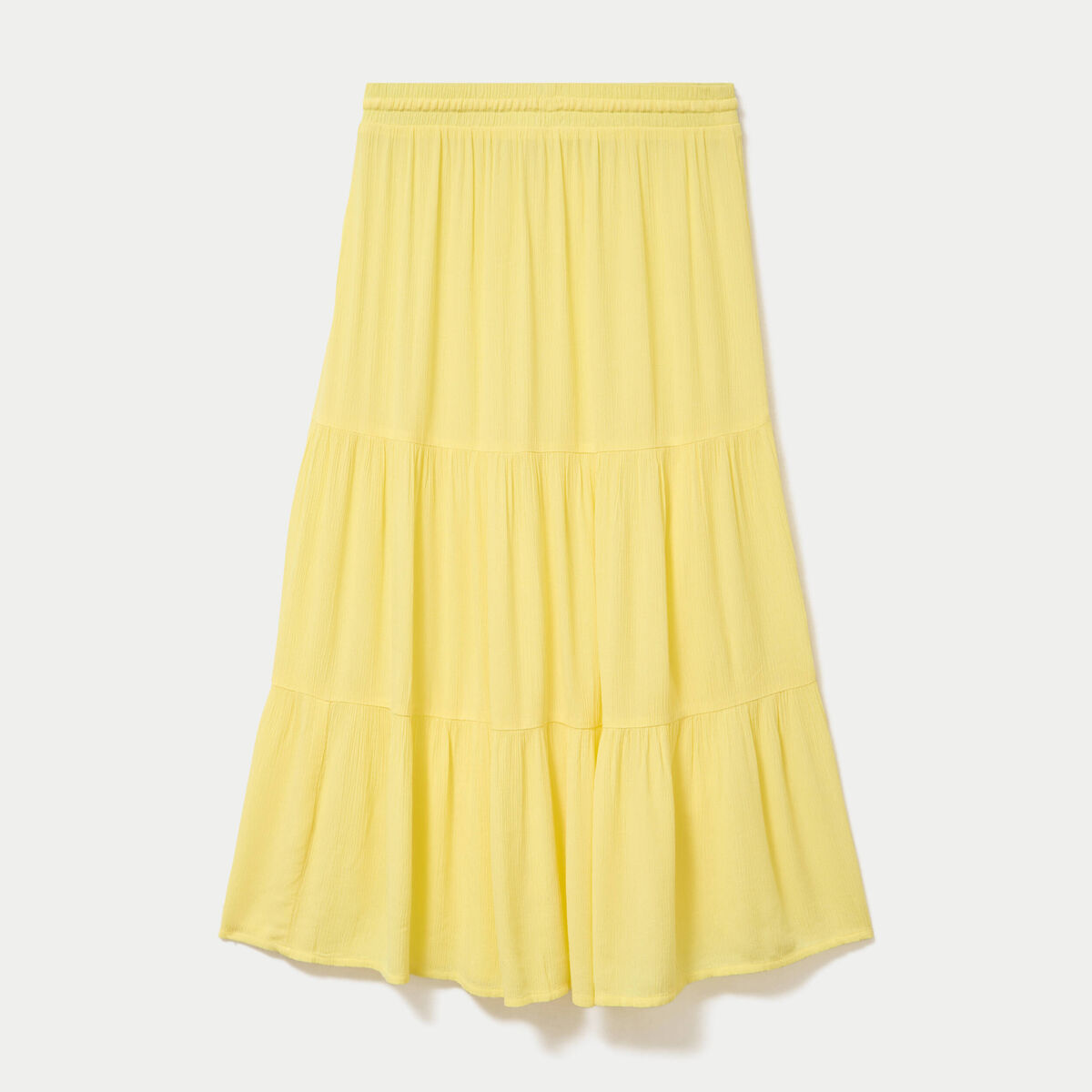 Jupe longue pliss&eacute;e &eacute;vas&eacute;e jaune pastel femme