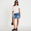 Jupe-short droite en jean denim double stone femme