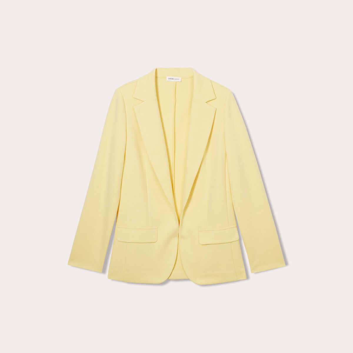 Veste blazer cintr&eacute;e jaune clair femme