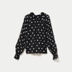 Blouse droite voile manches longues noir femme