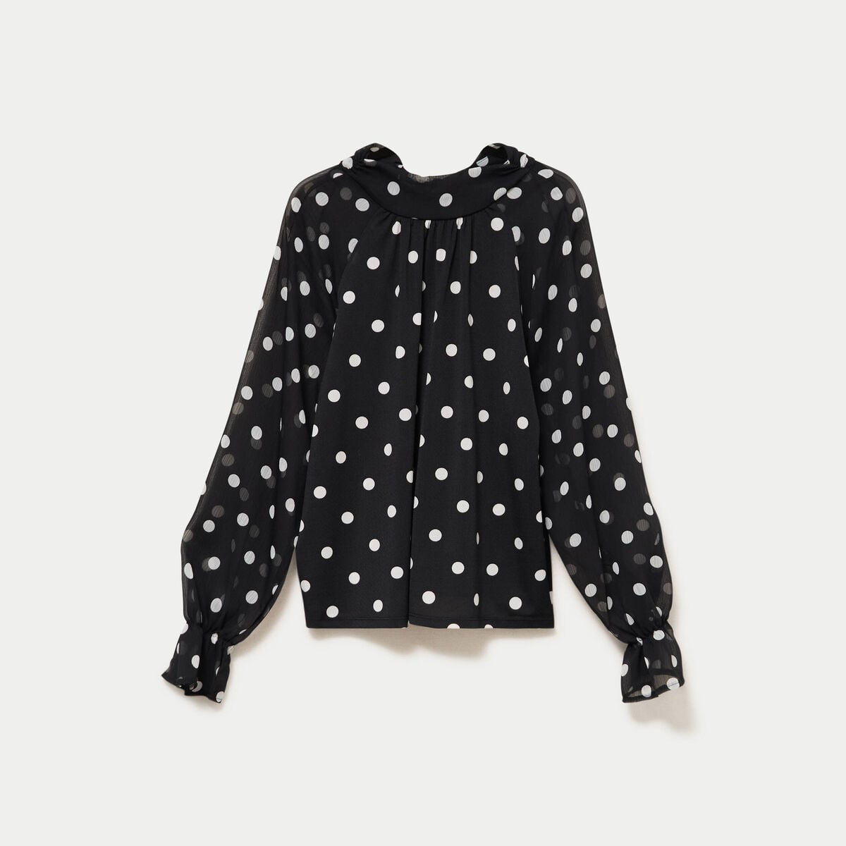 Blouse droite voile manches longues noir femme