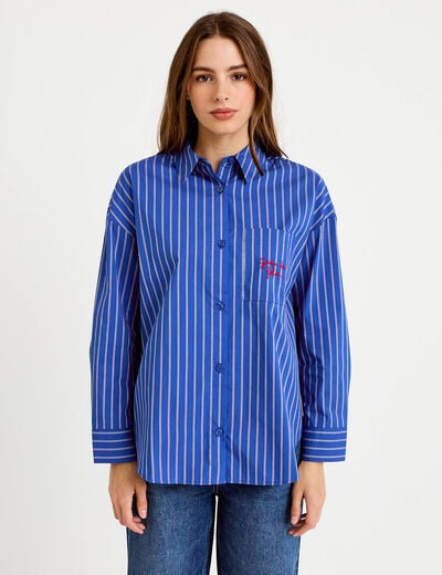 Chemise oversize manches longues bleu femme