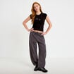 T-shirt ajust&eacute; court col rond noir femme