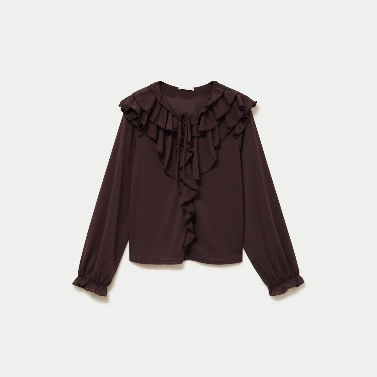 Blouse ample col v manches longues bordeaux femme